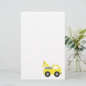 Ik hou van vrachtwagens, Cute Yellow Vehicle voor  Briefpapier (Staand voorkant)