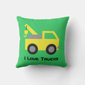Ik hou van vrachtwagens, Cute Yellow Vehicle voor  Kussen (Achterkant)