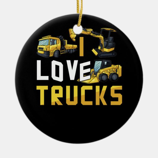 Ik hou van vrachtwagens graafmachine bulldozer con keramisch ornament (Voorkant)