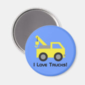 Ik hou van vrachtwagens, schattig geel voertuig vo magneet (Voorkant / Achterkant)