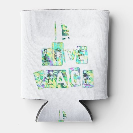Ik hou van vrede, mooie kunst en tekstontwerp blikjeskoeler (Voorkant)
