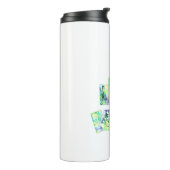 Ik hou van vrede, mooie kunst en tekstontwerp thermosbeker (Gedraaid links)