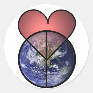 Ik hou van vredeswereld ronde sticker