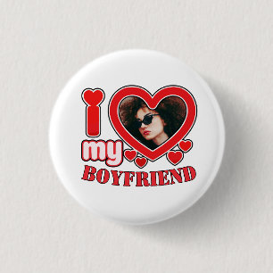 Ik hou van vriendje Vriendin Bubbly Heart Foto Ronde Button 3,2 Cm