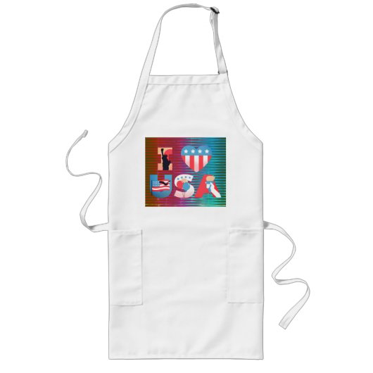 Ik HOU VAN VS Citaat Ontwerp Lang Schort (Voorkant)