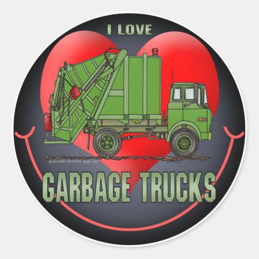 Ik hou van vuilniswagens Kinder Sticker (Voorkant)