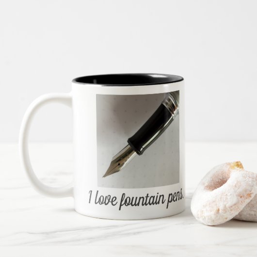 Ik hou van vulpennen tweekleurige koffiemok (Met donut)