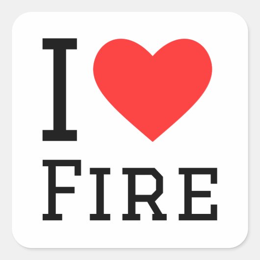 Ik hou van vuur vierkante sticker (Voorkant)