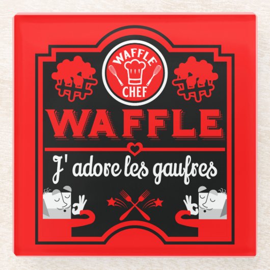Ik hou van Waffles Glazen Onderzetter (Voorkant)