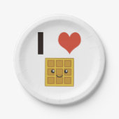 Ik hou van Waffles Papieren Bordje (Voorkant)