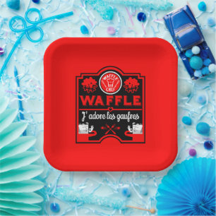 Ik hou van Waffles Papieren Bordje