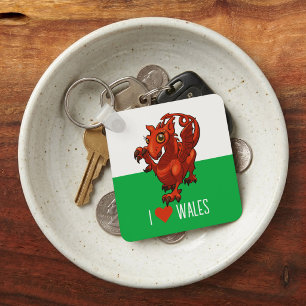Ik hou van Wales Vlag Kleine Welshe Rode Draak Car Sleutelhanger