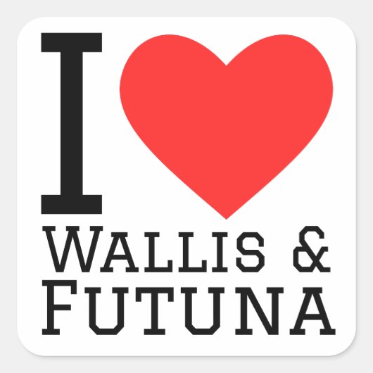 Ik hou van Wallis & Futuna Vierkante Sticker (Voorkant)