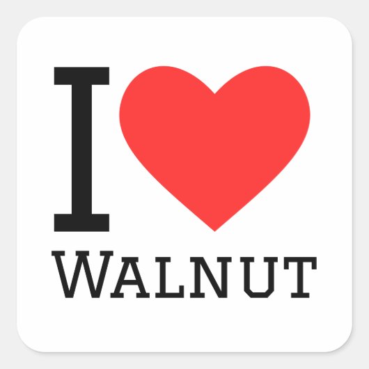 Ik hou van walnoot vierkante sticker (Voorkant)