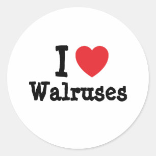 Ik hou van Walrussen hart op maat gepersonaliseerd Ronde Sticker