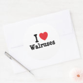 Ik hou van Walrussen hart op maat gepersonaliseerd Ronde Sticker (Envelop)