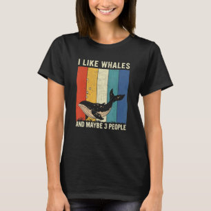 Ik hou van walvissen en misschien 3 mensen retro w t-shirt
