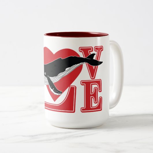 Ik hou van walvissen tweekleurige koffiemok (Voorkant rechts)