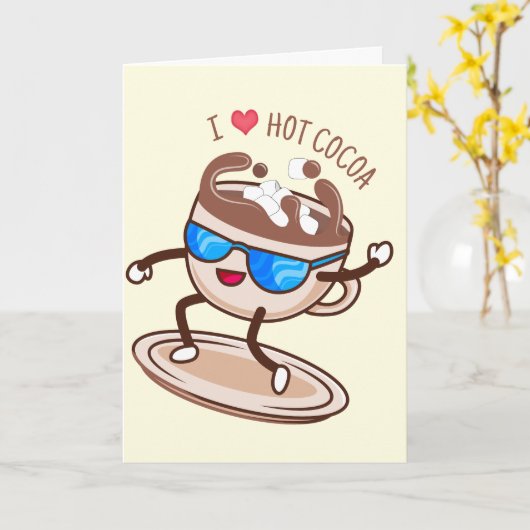 Ik hou van warme cacao kaart (Gele Bloem)