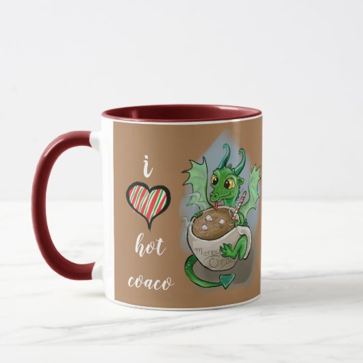 Ik hou van warme Coco Baby Dragon Kerstmis Mok (Links)