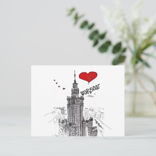 Ik hou van Warschau Briefkaart (Staand voorkant)