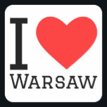 Ik hou van Warschau Vierkante Sticker<br><div class="desc">Ik hou van Warschau,  voor Polen liefhebbers</div>