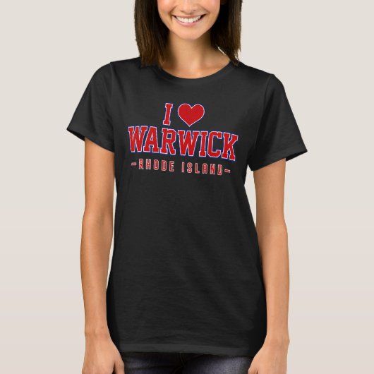 Ik hou van Warwick Rhode Island T-shirt (Voorkant)