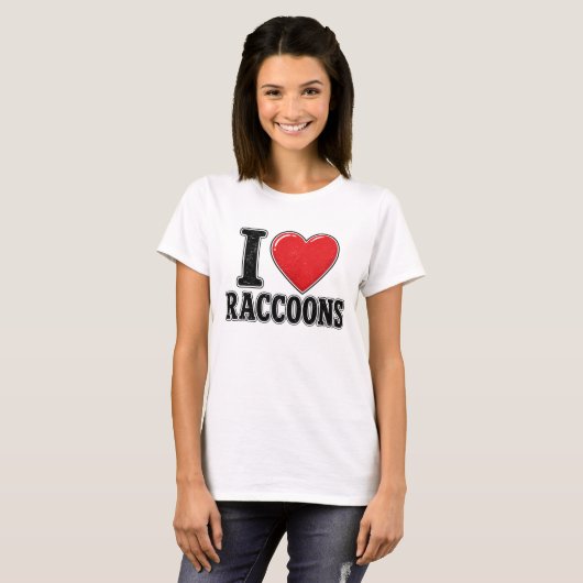 Ik hou van wasberen Cute Funny dierontwerp T-shirt (Voorkant volledig)