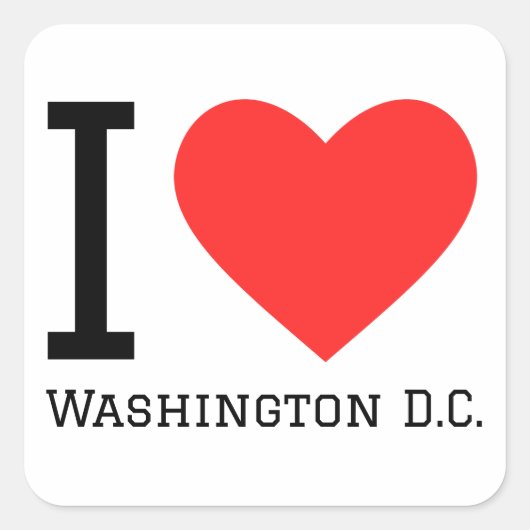 Ik hou van Washington DC. Vierkante Sticker (Voorkant)