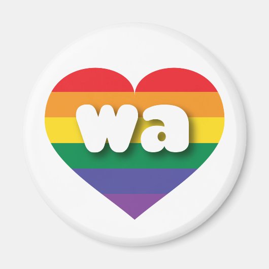 Ik hou van Washington State Rainbow Heart Magneet (Voorkant)