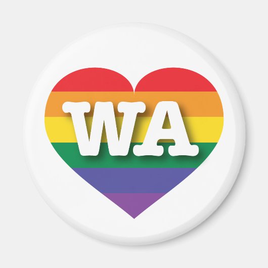 Ik hou van Washington State Rainbow Heart Magneet (Voorkant)