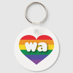 Ik hou van Washington State Rainbow Heart Sleutelhanger