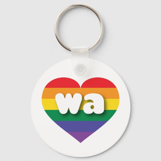 Ik hou van Washington State Rainbow Heart Sleutelhanger (Voorkant)
