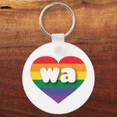 Ik hou van Washington State Rainbow Heart Sleutelhanger (Voorkant)