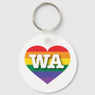 Ik hou van Washington State Rainbow Heart Sleutelhanger