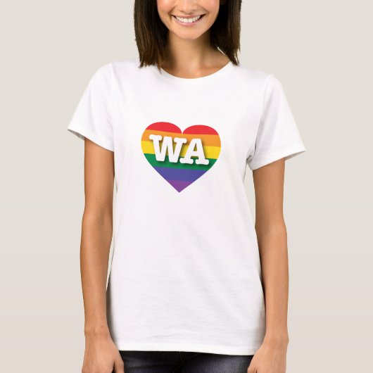 Ik hou van Washington State Rainbow Heart T-shirt (Voorkant)