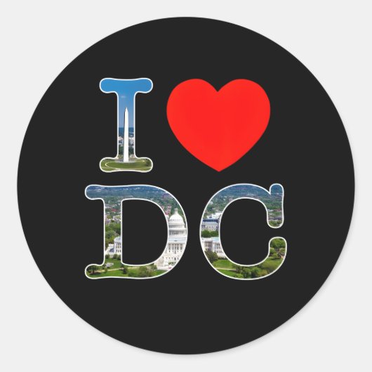 Ik hou van Washington was DC Font Ronde Sticker (Voorkant)