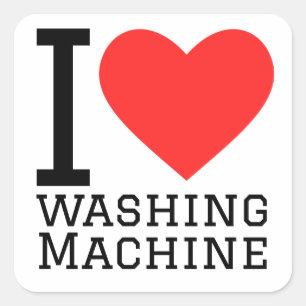 Ik hou van wasmachine vierkante sticker