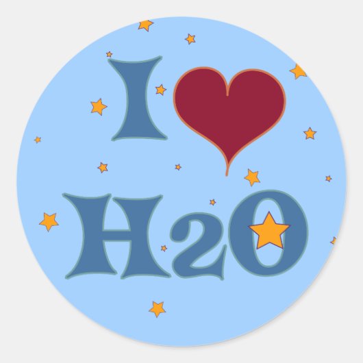 Ik hou van water! ronde sticker (Voorkant)