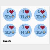 Ik hou van water! ronde sticker (Vel)