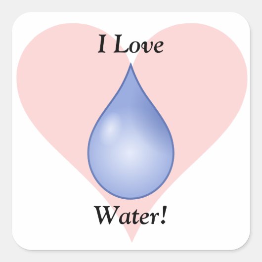 Ik hou van water! vierkante sticker (Voorkant)