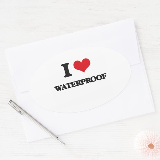 Ik hou van waterdicht ovale sticker (Envelop)