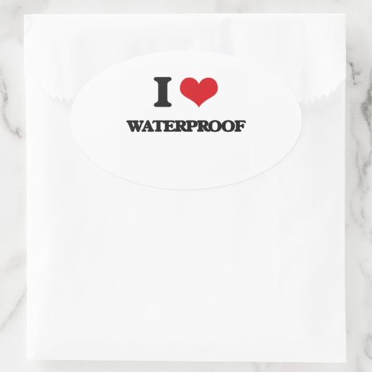 Ik hou van waterdicht ovale sticker (Tas)