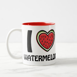 Ik hou van watermeloen tweekleurige koffiemok