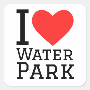 Ik hou van waterpark vierkante sticker