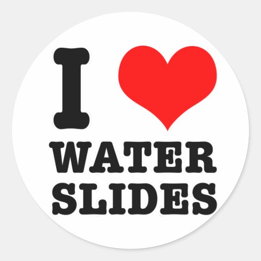 IK HOU VAN WATERSLIDES RONDE STICKER (Voorkant)