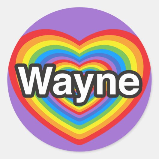 Ik hou van Wayne. Ik hou van je Wayne. Hart Ronde Sticker (Voorkant)
