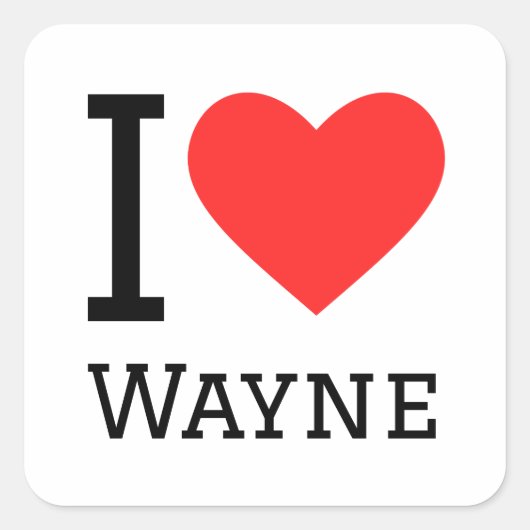 Ik hou van wayne vierkante sticker (Voorkant)