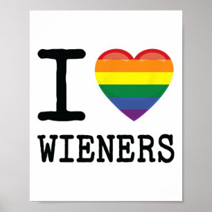 Ik hou van Weiners Een Rainbow Pride LGBTQ Gay Biu Poster