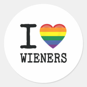 Ik hou van Weiners Een Rainbow Pride LGBTQ Gay Biu Ronde Sticker